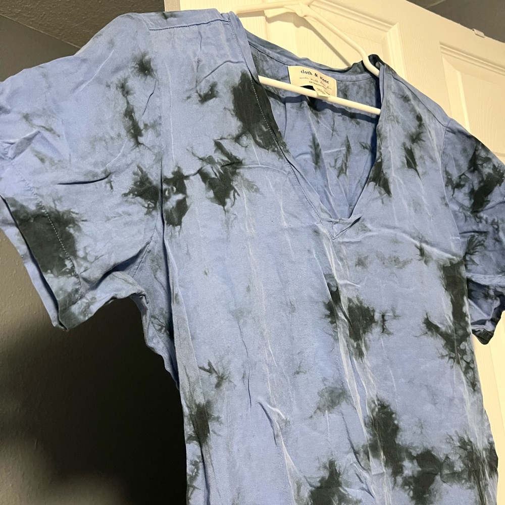 Anthropologie dress blue with black tie die